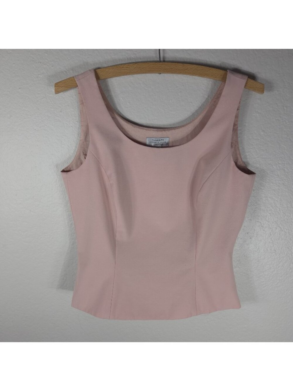 VTG Tahari Arthur Levine Dusty Pink Sleeveless Top Blouse Petite 4 Women's